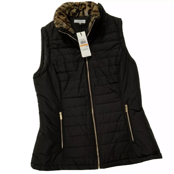 Calvin Klein Jackets & Blazers - Calvin Klein Quilted Puffer Vest Faux Fur Collar